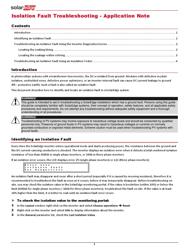 Isolation Fault Troubleshooting PDF Power Inverter Photovoltaic System