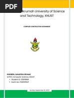 CSM 562 Compiler Construction Assignment Kaunda PG8589621, M Phil Computer Science, KNUST