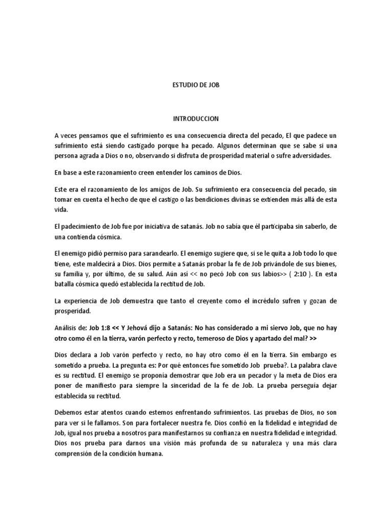 La Fe y Sufrimiento de Job | PDF | Libro de trabajo | Pecado