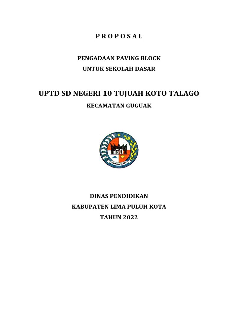 Proposal Paving Block SD Negeri 10 Talago | PDF