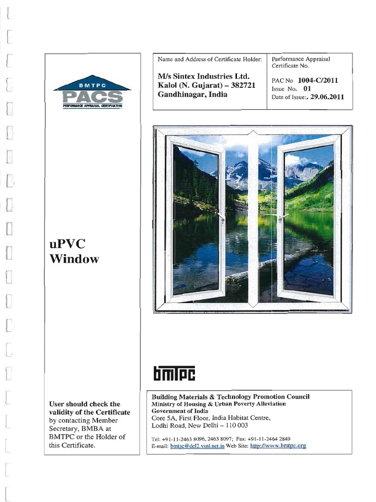 uPVC Window Performance Certification | PDF | Window | Quality Assurance