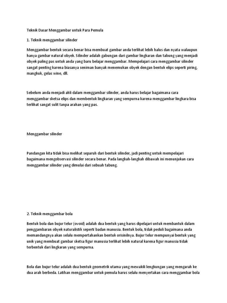 Teknik Dasar Menggambar Untuk Para Pemula Pdf