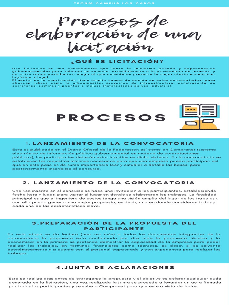 Infografía de Procesos de Elaboración de Una Licitación de Obra Pública