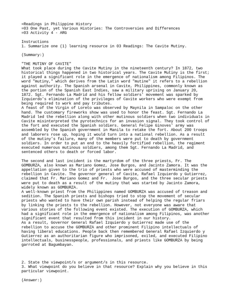 Cavite Mutiny: Roots of Filipino Nationalism | PDF | Philippines