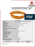 Type K 1/0.711 High Temperature Glassfibre Twin Twisted Fibreglass Thermocouple Cable / Wire (ANSI) - 100m