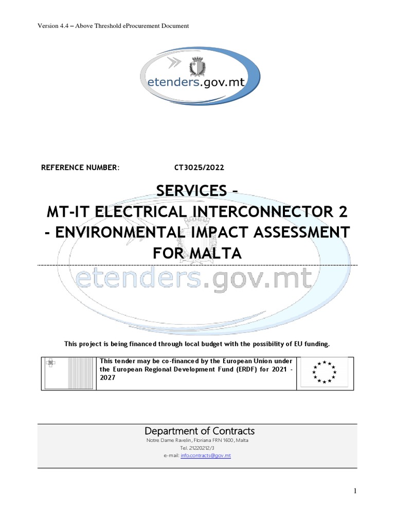 CT3025 2022 Tender Document EIA Malta PDF Environmental