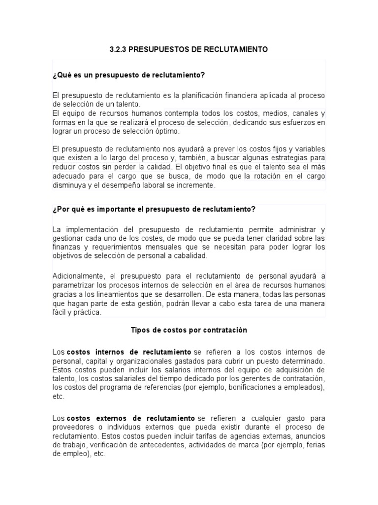 Presupuestos de Reclutamiento Efectivos | PDF | Gestión de recursos ...