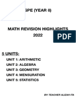 SPE (YEAR 8) MATH REVISION HIGHLIGHTS