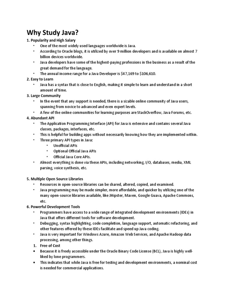 Why Study Java PDF Java (Programming Language) Integrated