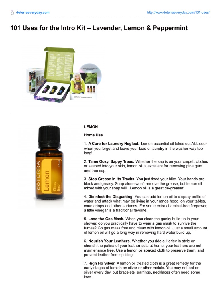 101 Uses for Lemon, Peppermint and Lavender Essential Oils PDF