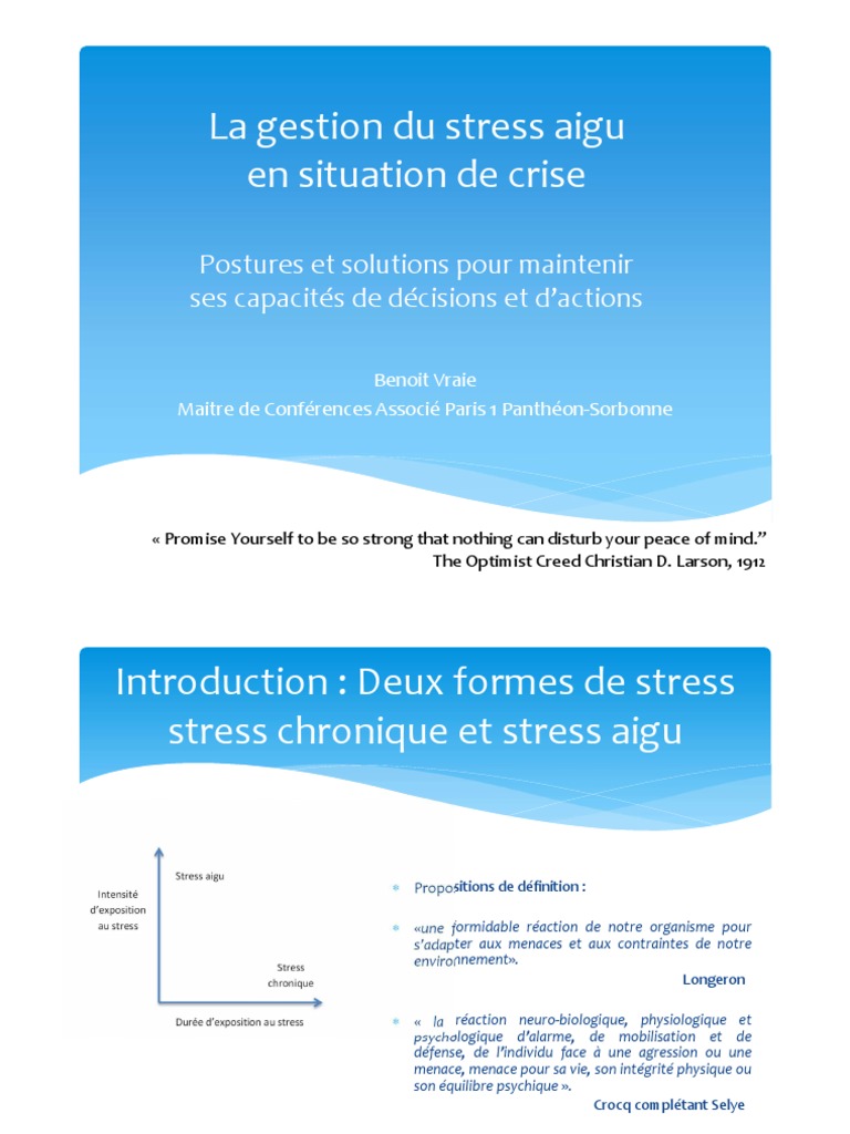 5 Vraie La Gestion Du Stress Aigu | PDF | Stress (Biologie) | Attention