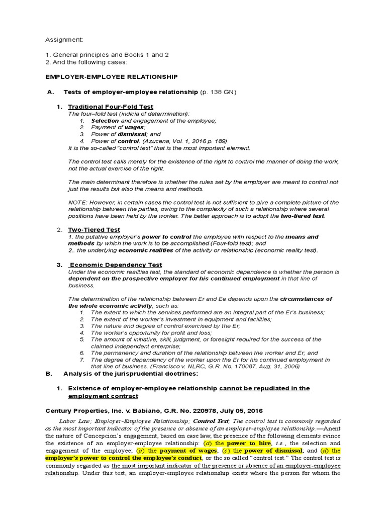 Labor Law Cases PDF Employment Salary