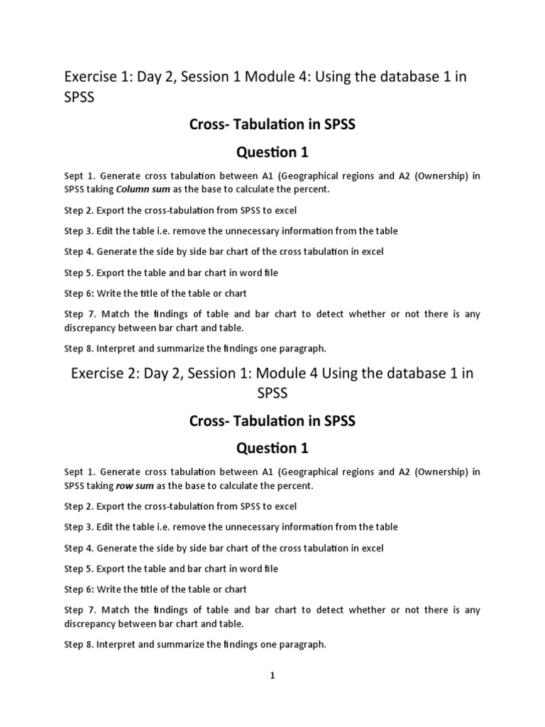 Exercise day 2 session 1 module 4 pdf spss microsoft excel