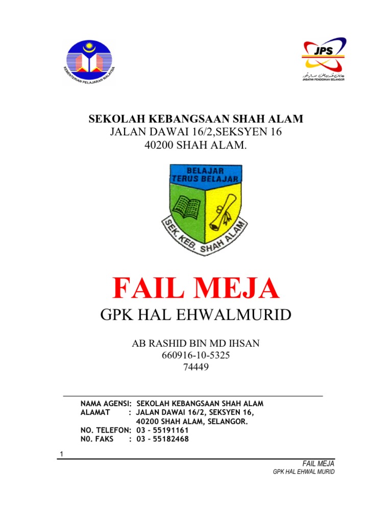 Fail Meja Gpk Hem Sk Shah Alam 1