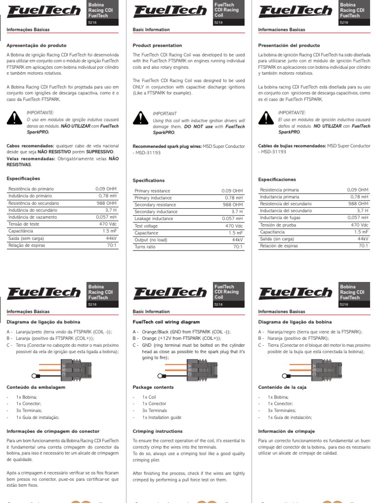 Manual Bobina CDI Racing Fueltech PDF Bens manufaturados