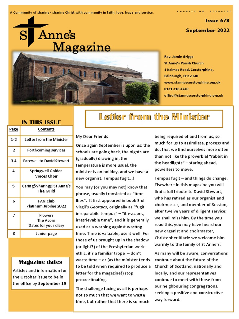 St Anne S Parish Magazine September 2022 Pdf