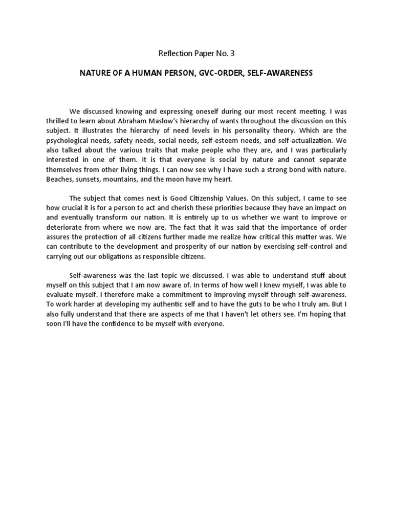 Reflection Paper No 3 | PDF