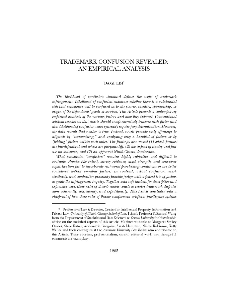 Trademark Confusion Revealed | PDF | Trademark | Trademark Infringement