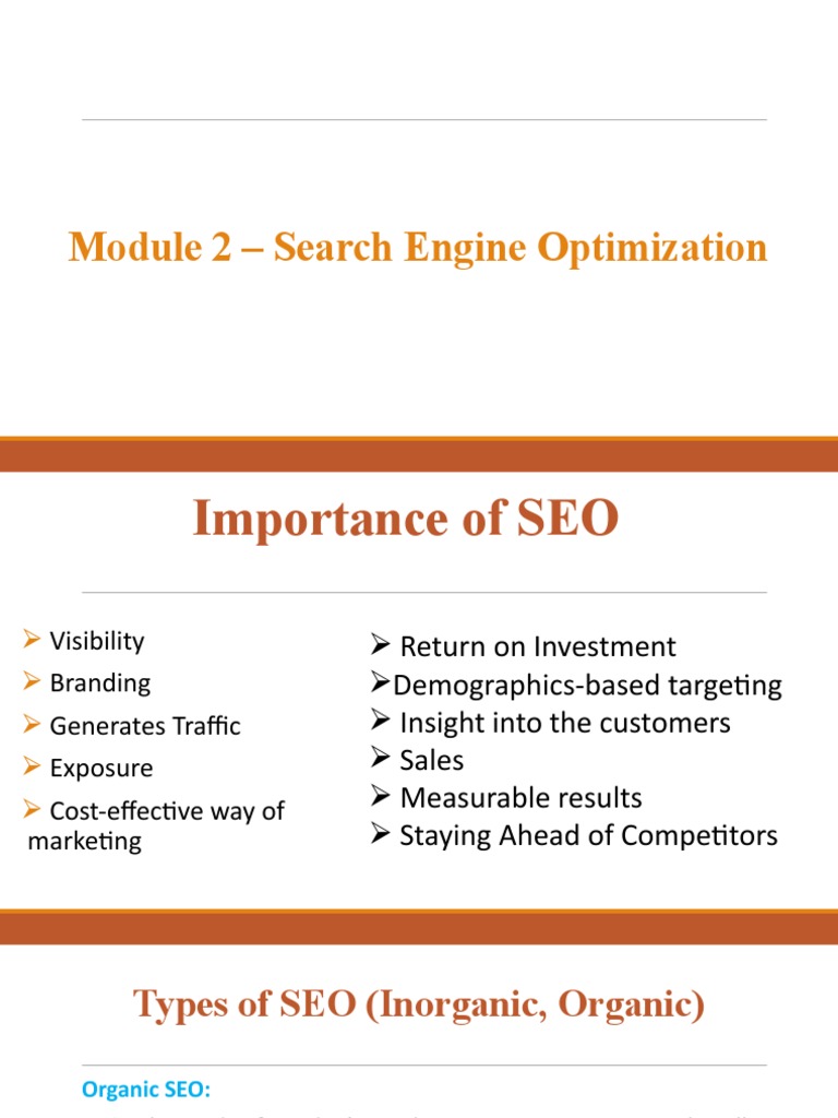 Module 2 Search Engine Optimization PDF Search Engine