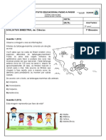 Avaliação 1° Bimestre de Ciências