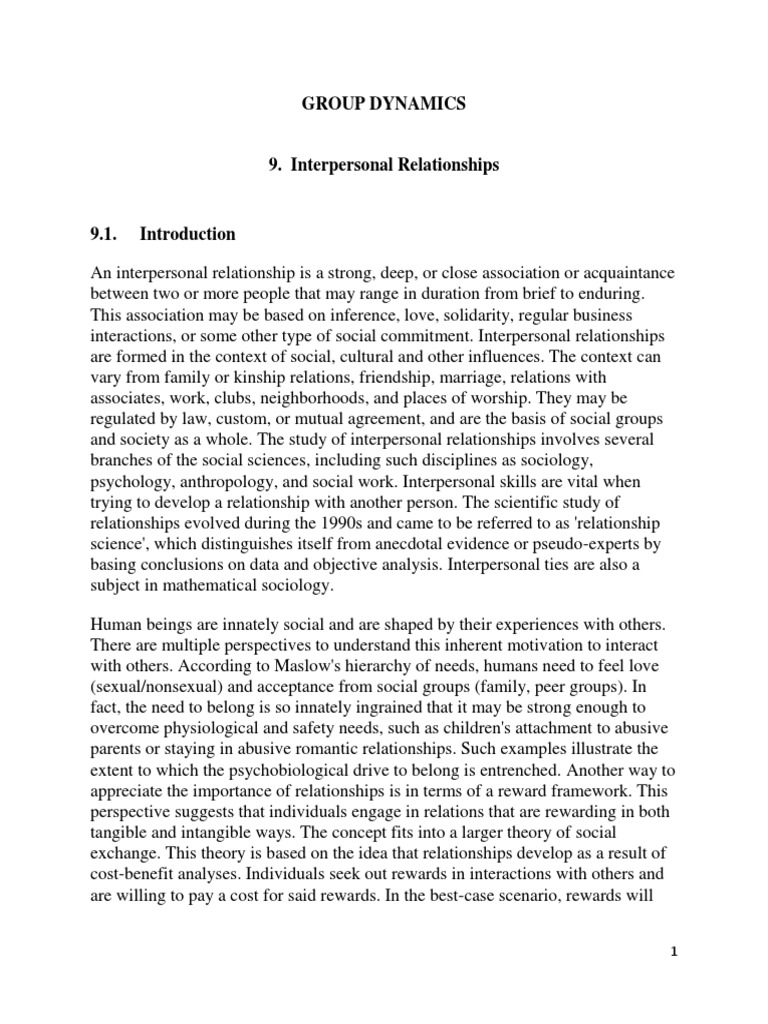 Group Dynamics Session 9 Pdf Interpersonal Relationships