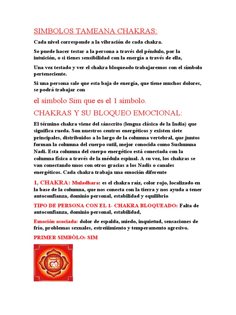 Simbolos Tameana Chakras | PDF | Las emociones | Chakra