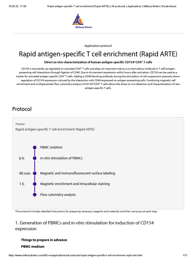 Rapid Antigen-Specific T Cell Enrichment (Rapid ARTE) - All Protocols ...