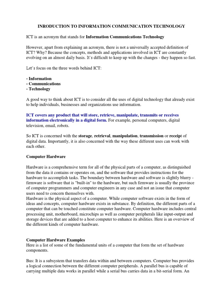 Inroduction To Information Communication | PDF | Computer Data Storage ...