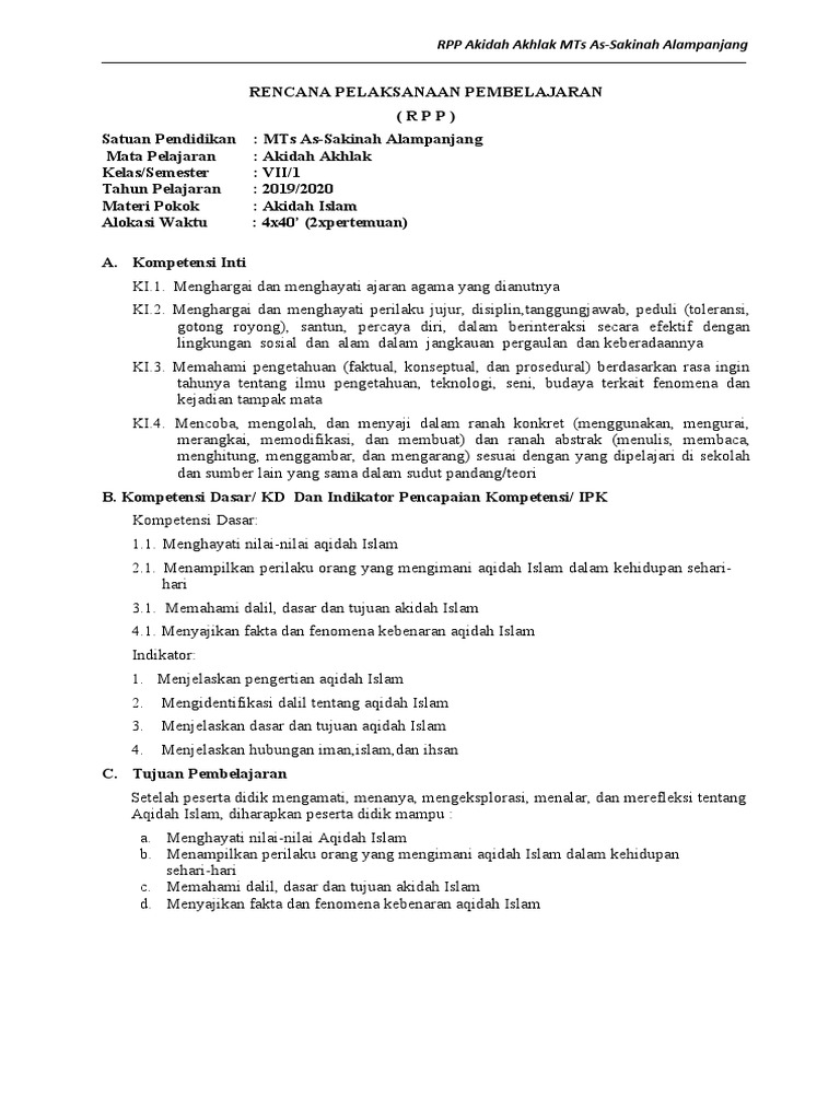 Rpp a akhlak 1 40 pdf