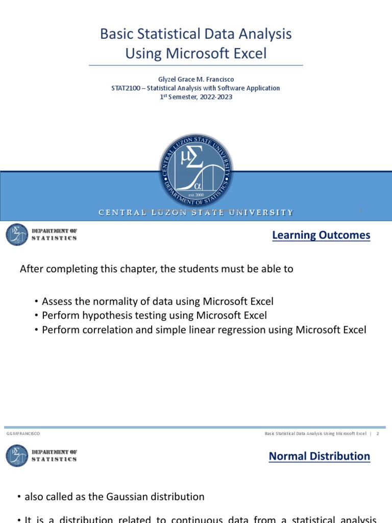 03 Basic Statistical Data Analysis Using Excel | PDF | Statistical ...