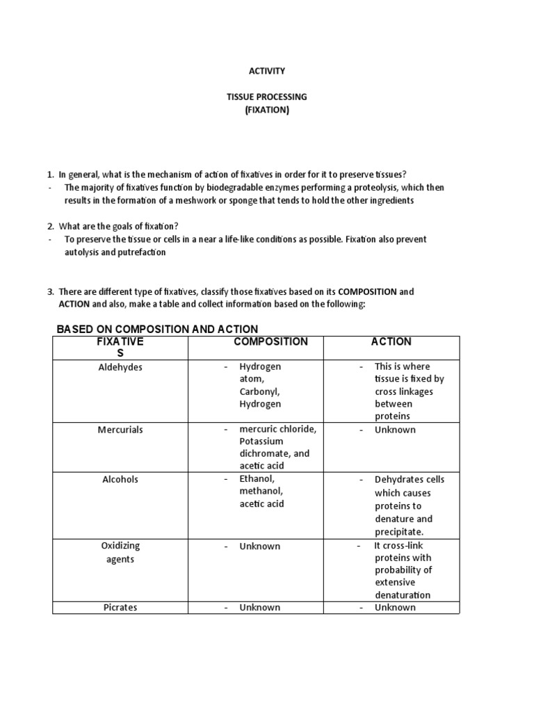 Tissue Fixation Methods PDF Fixation (Histology) Physical Sciences