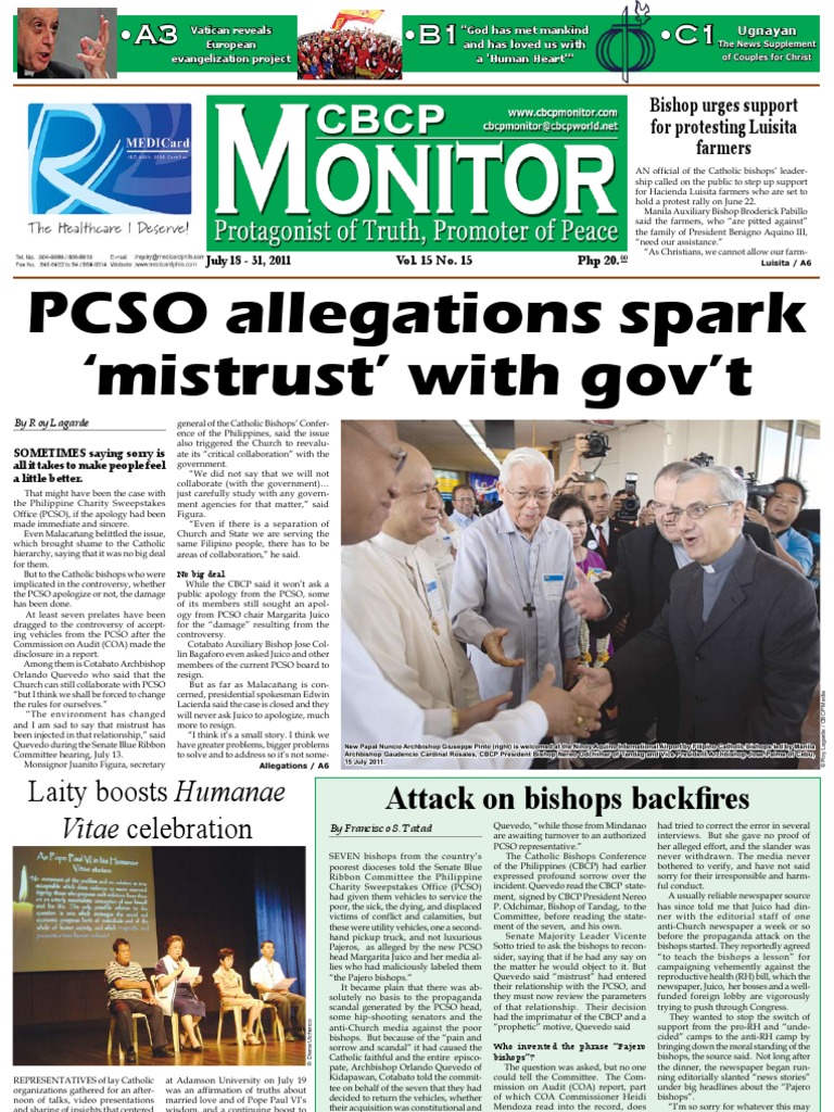 Cbcpmonitor Vol15 n15 | PDF | Pope Benedict Xvi | Catholic Church