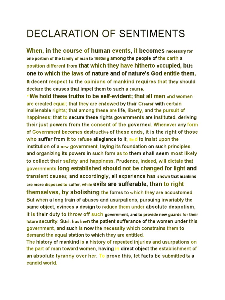 1848 Declaration of Sentiments | PDF | Applied Ethics | Social Institutions