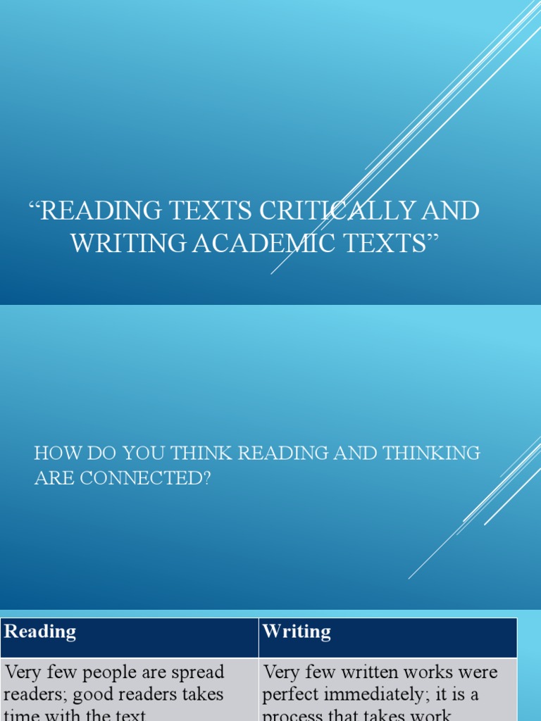 Connecting Reading and Writing A Guide to Active Engagement with
