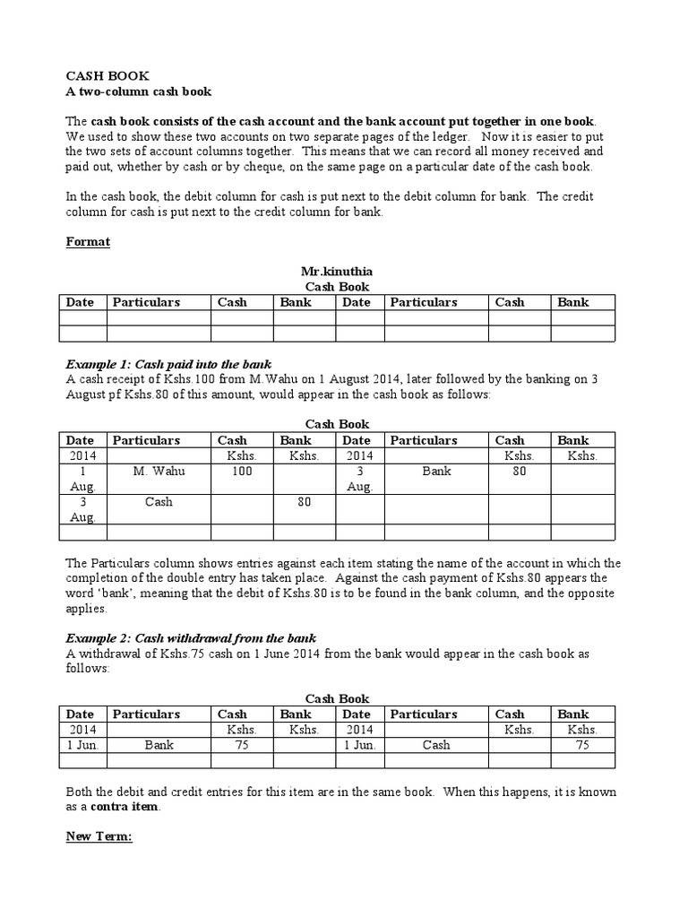 Notes Cashbook | PDF | Debits And Credits | Banks