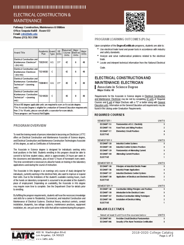 LATTC Electrical Construction Programs | PDF | Electrical Wiring ...