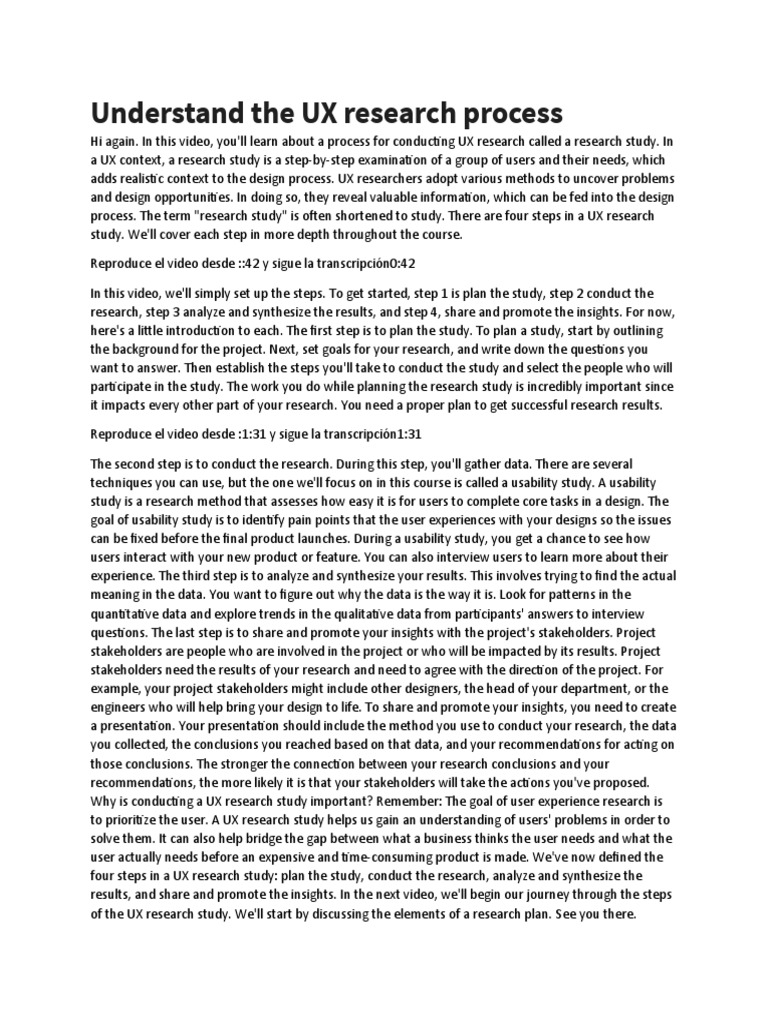 The Four Steps of User Experience Research Plan the Study, Conduct the