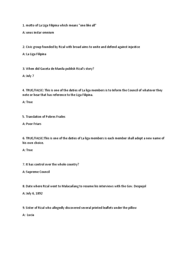 Quiz la liga filipina pdf