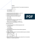 Worksheet 3 Progressions - Arithmetic and Geometric Sequences