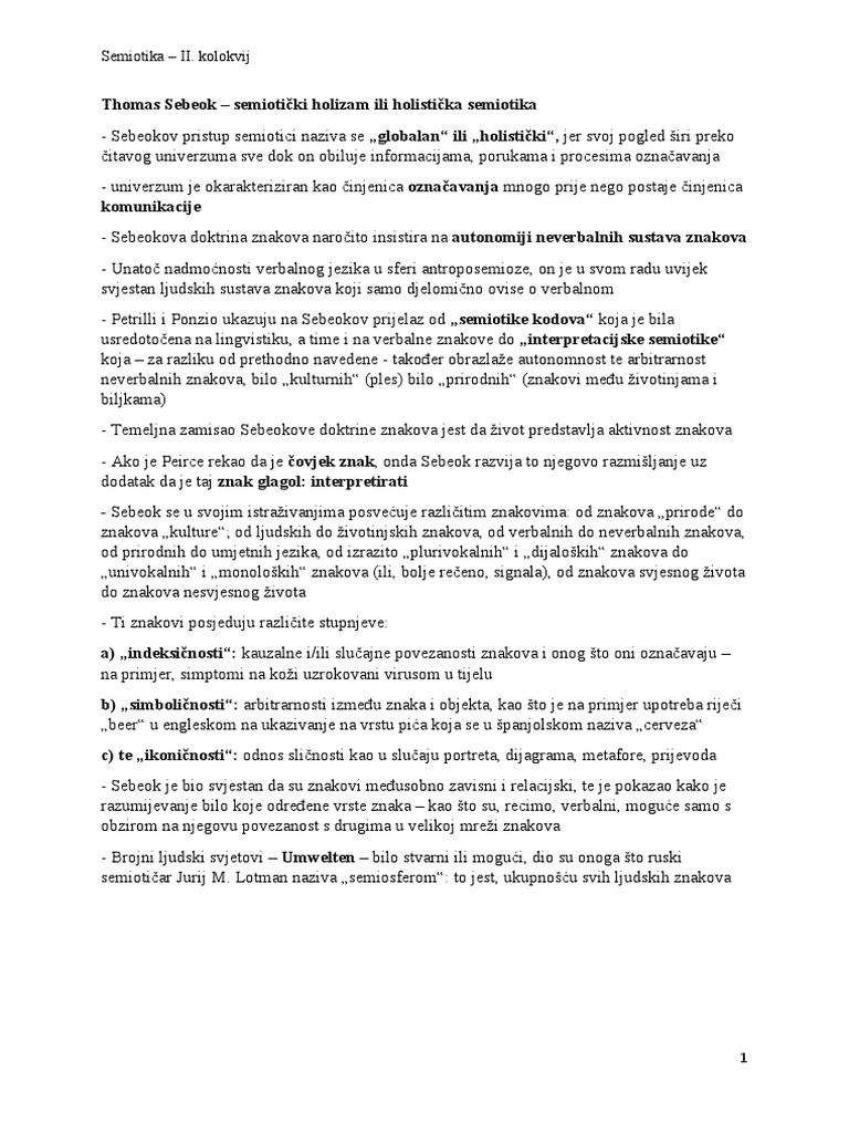 Semiotika - 2. Kolokvij | PDF