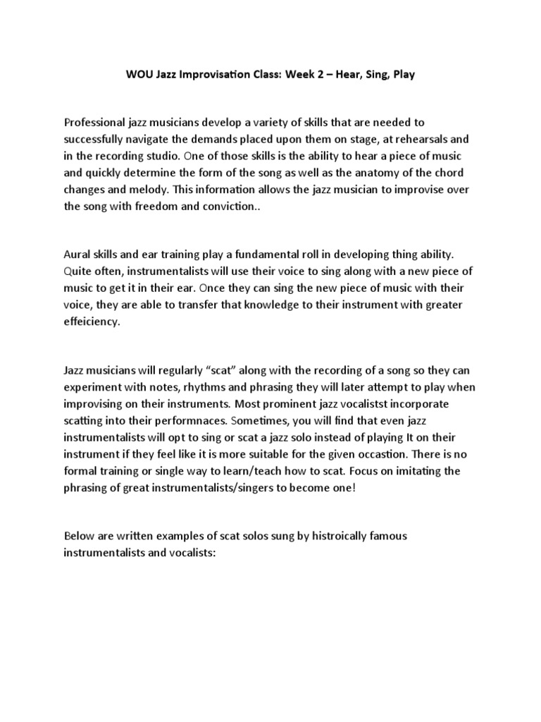 Scatting Solo Examples | PDF