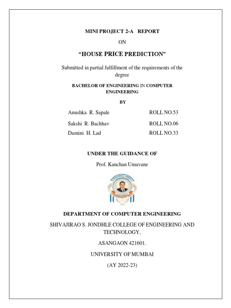 House Price Prediction Project Report | PDF | Mean Squared Error ...
