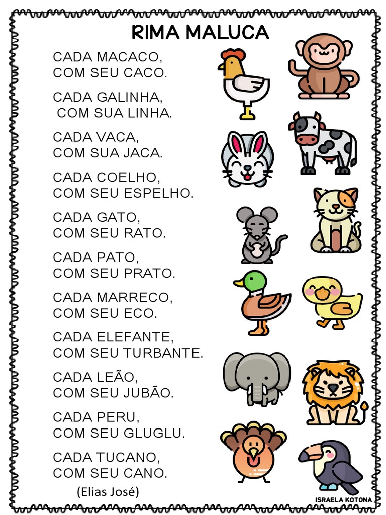 Sequ Ncia Did Tica Poema Rima Maluca Rimas Atividades Alfabetiza O ...