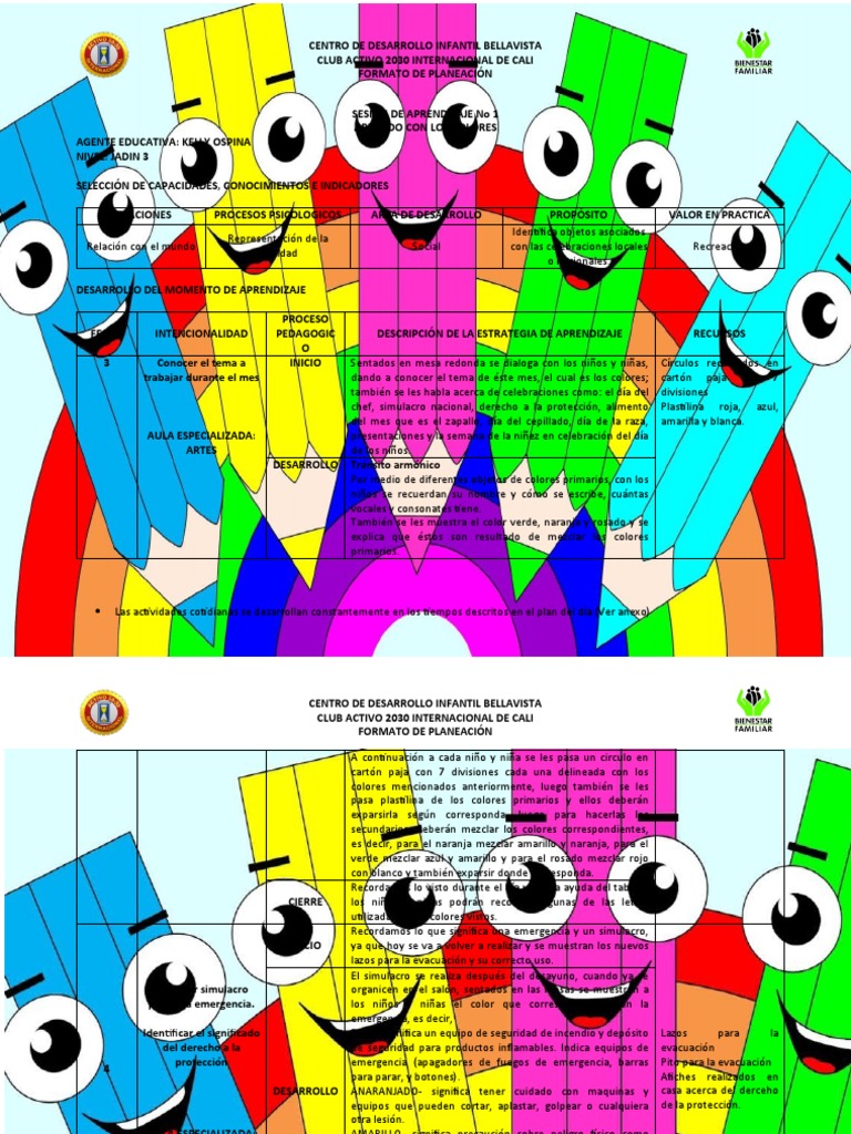 Planeación de Colores para Preescolar | PDF | Color | Aprendizaje