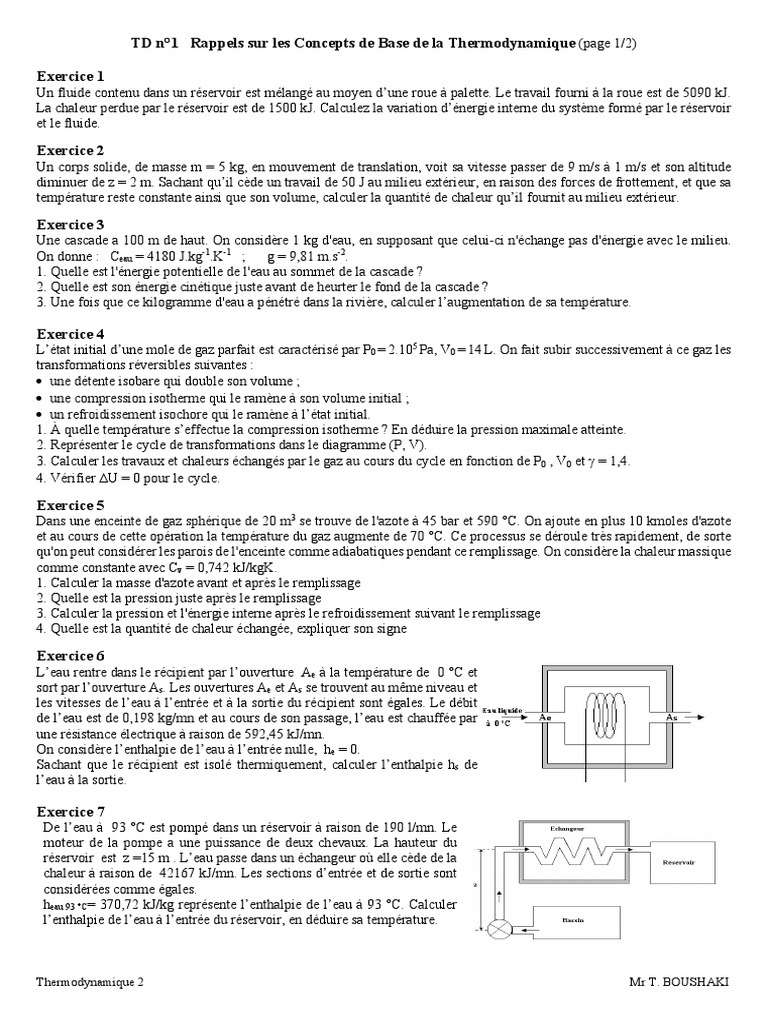 Exercices de Thermodynamique Avancée | PDF | Chaleur | Thermodynamique