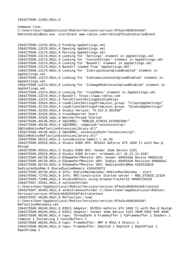 Log of roblox studio launch and initialization process pdf graphics