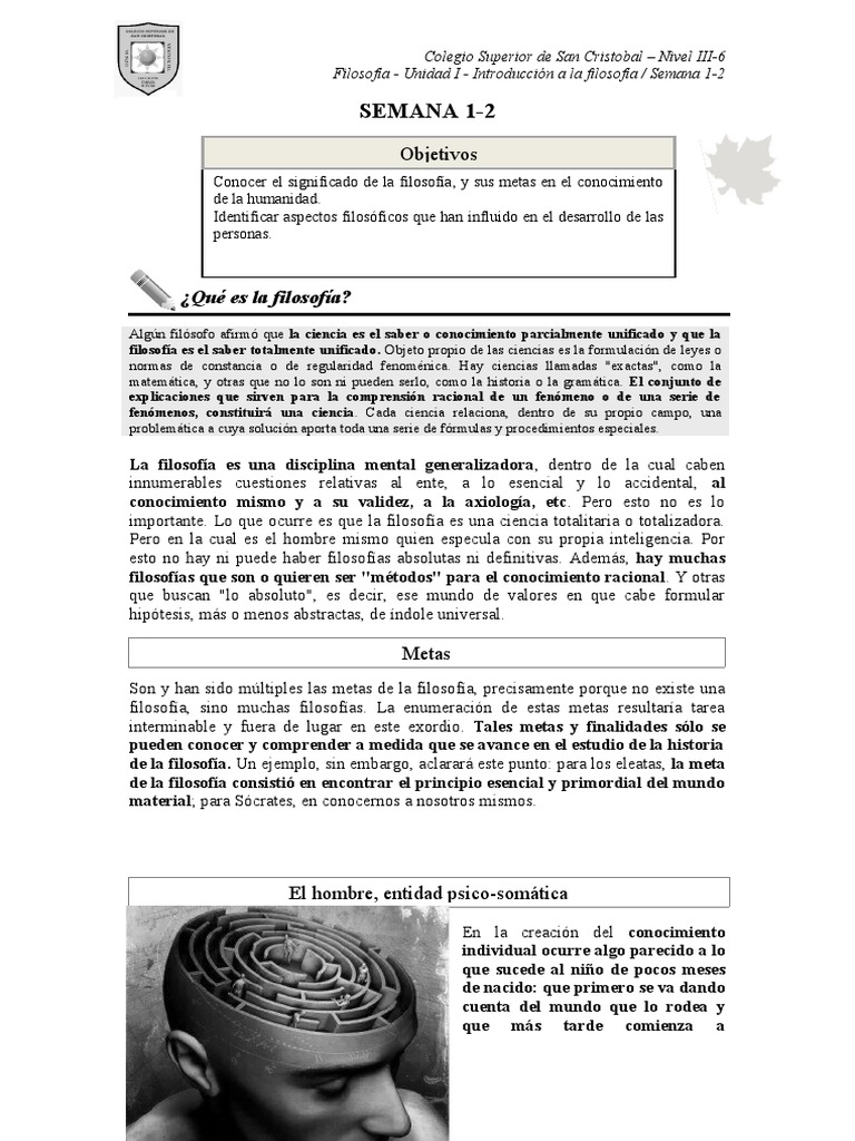 Filosofia Nivel III-6 Semana 1-2 | PDF | Conocimiento | Experiencia