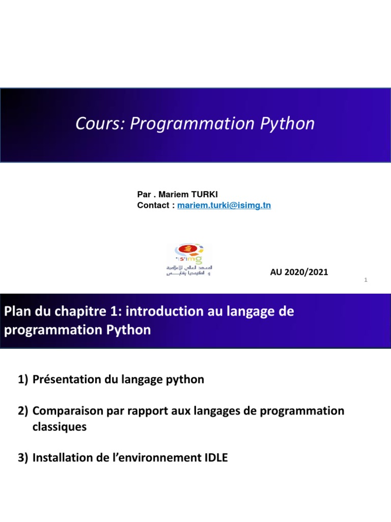 Cours Python 2020 Pdf Python Langage De Programmation Structure