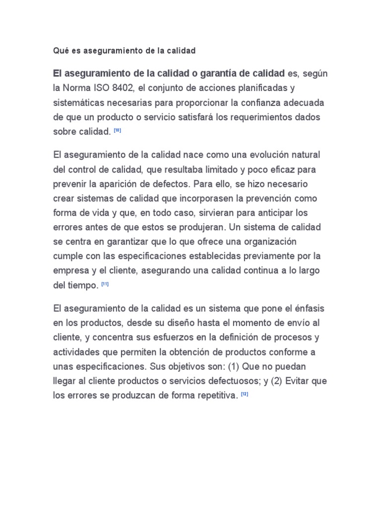 Aseguramiento de La Calidad | PDF