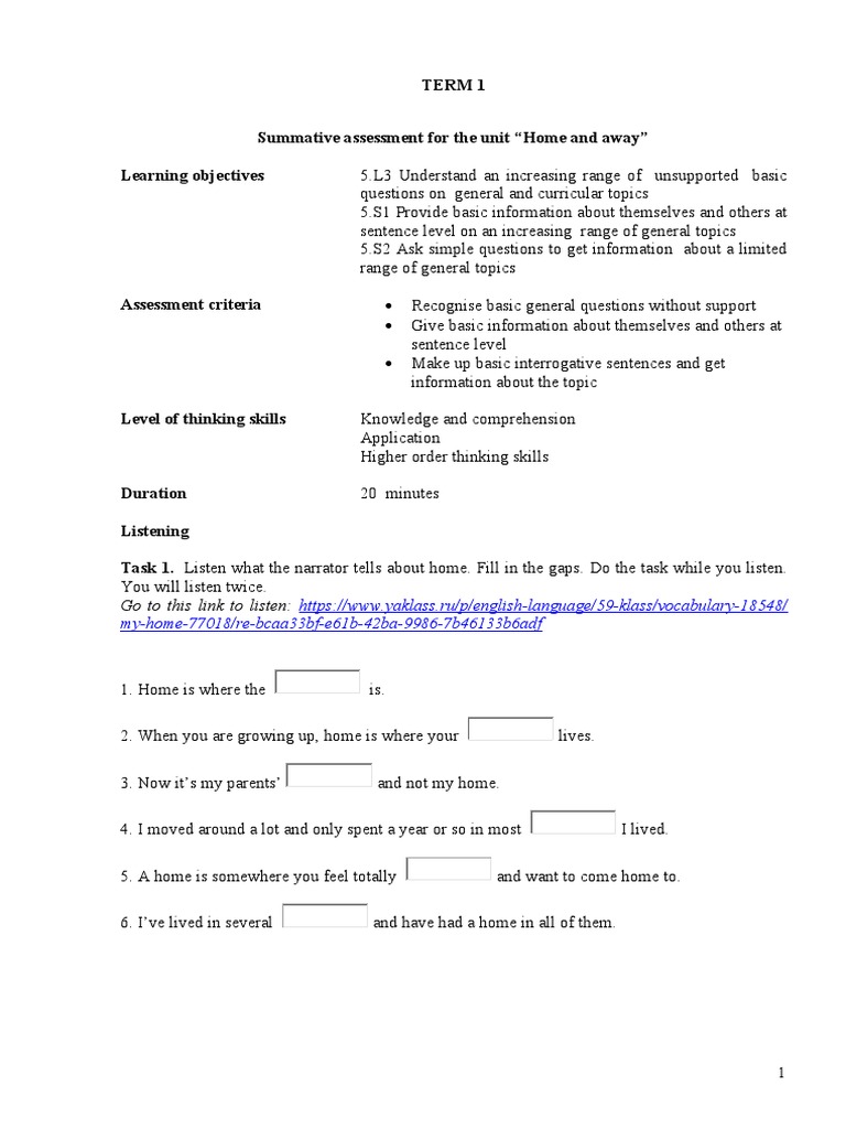 5 Grade Summative Assessment For The Unit1 Download Free Pdf